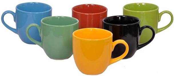 OriginalCeramics Pack of 6 Ceramic Exclusive Multicolour Tea Cups