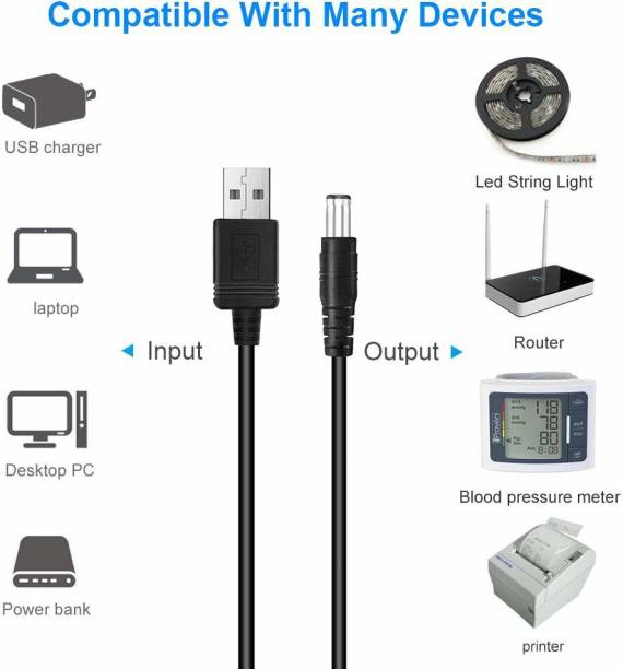 Fedus Micro USB Cable 0.3048 m 12 Inch USB to DC Power Cable Charger Cord Barrel Jack USB 2.0 to DC Jack 5.5 x 2.5mm or 5.5 x 2.1mm Power Plug for LED Light Strip, Router, Surveillance, CCTV Wireless IP Camera, Speaker Fan