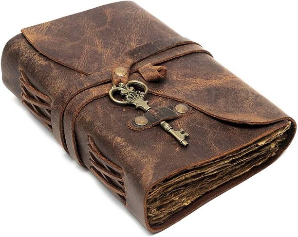 The Vintage Journal Finished Leather Journal With 100% Recycled Handmade Paper A5 Journal Plain 200 Pages