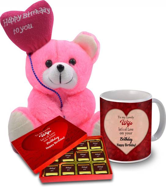 Midiron Gift For Wife Birthday Special| Chocolate Gift For Wife| Birthday Gift Pack| Chocolate Gift Pack| Chocolate Gift Box with Teddy Bear For Birthday IZ21GB13N4TM-DTBirthday-18 Ceramic Gift Box