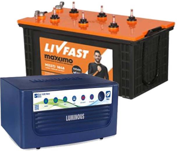 Livfast MXSTJ 1848+Luminous Eco Volt Neo 850 Tubular Inverter Battery
