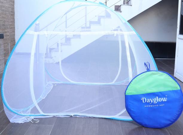 DAYGLOW Polyester Adults Washable Mosquito Net for Double Size Bed Polyester, Foldable, High Durability, Lightweight with Free Saviours | Mosquito Net for Baby, Adults | Size: 6 x 6.5 Mosquito Net