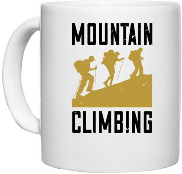 UDNAG White Ceramic Coffee / Tea 'Adventure Mountain | mountain climbing' Perfect for Gifting [330ml] Ceramic Coffee Mug