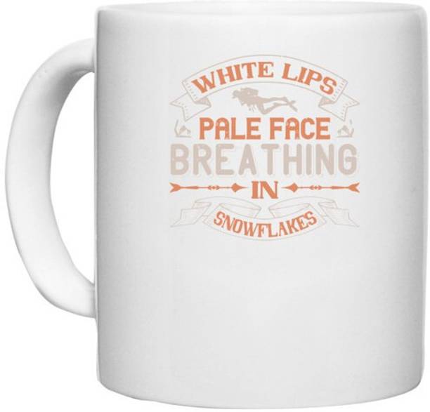 UDNAG White Ceramic Coffee / Tea 'Skiing | White lips, pale face, breathing in snowflakes' Perfect for Gifting [330ml] Ceramic Coffee Mug