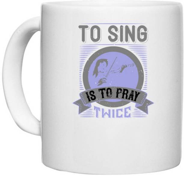 UDNAG White Ceramic Coffee / Tea 'Music Violin | To sing is to pray twice' Perfect for Gifting [330ml] Ceramic Coffee Mug