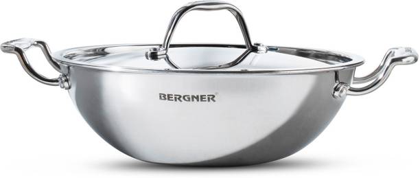 BERGNER Argent Tri-ply 2.5 Litre कढ़ाही 24 cm ढक्कन के साथ
