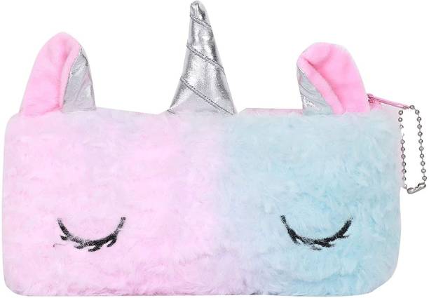 HighBoy BEST BABY GIRLS TOYS Unicorn Fur Pouch Feather Pen for Girls Pencil Pouch Storage Case Pouch- Kids School Supply Organizer Students Stationery Pouch Assorted Design Pouch