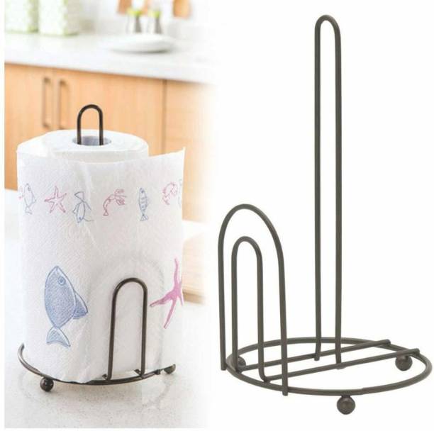 THE FINE ARTS Iron Tissue Roll Paper Holder Stand Towel Holder Napkin Holder for Kitchen and Dining Table | Black Set of 1 Napkin Rings