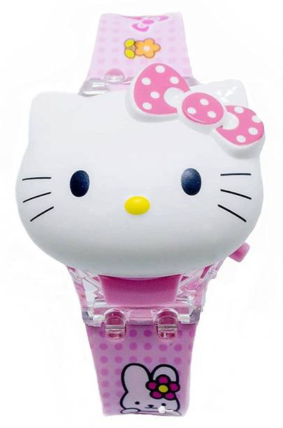 Royal Habibi Hello Kitty 3D Action Figure Face Based Toy Design Digital Glowing Watch Hello Kitty Music and Glowing Lights for Kids | for Boys Girls- Good Birthday Digital Watch  - For Girls