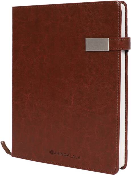 Jhingalala PU Leather Finish Hard Bound Executive Notebook Diary with Lock Regular Notebook Ruled 210 Pages
