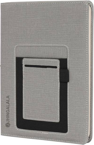 Jhingalala PU Leather Finish Hard Bound Executive Notebook Diary with Card and Pen Holder Regular Notebook Ruled 165 Pages