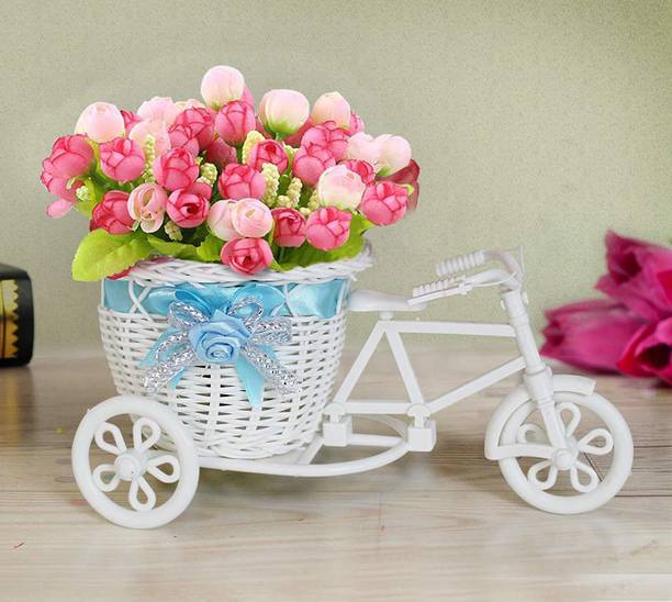 TIED RIBBONS Cycle Shape Flower Vase with Peonies Bunch...