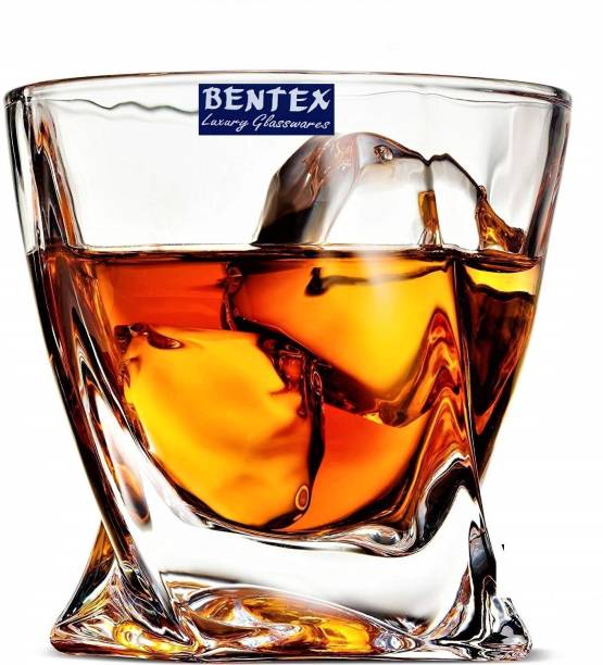 Bentex (Pack of 6) Luxury Whiskey Glass - Twist Design Crystal Touch Glass Set Whisky Glass