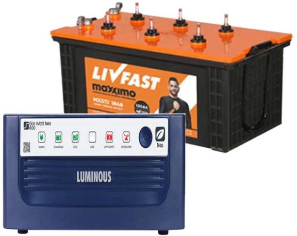Livfast MXSTJ 1848+Luminous Eco Watt Neo 800 Tubular Inverter Battery