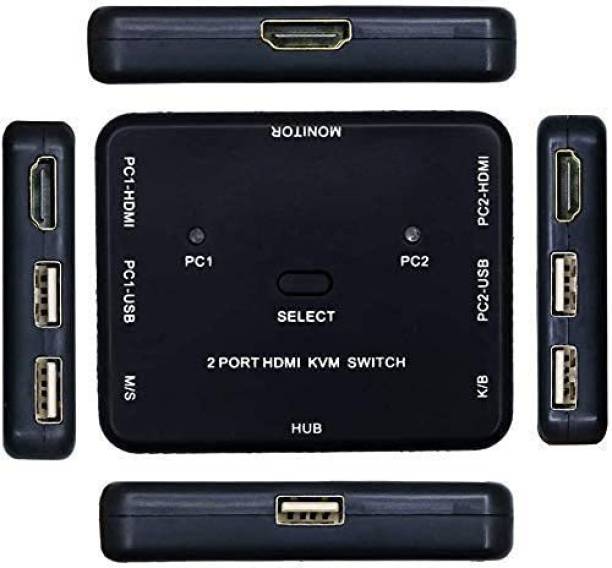 VOOCME 2 Port HDMI Switcher 2 Port USB KVM Switch 2 in 1 Out HD Switch 42 cm KVM Console