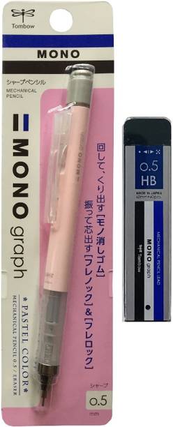 Tombow Mono Graph 0.5mm Lead Box & Shaker Pastel Coral Pink Mechanical Pencil