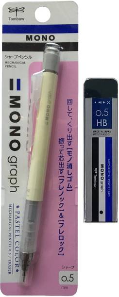 Tombow Mono Graph 0.5mm Lead Box & Shaker Pastel Cream Yellow Mechanical Pencil