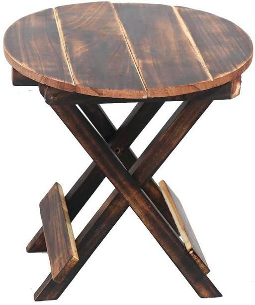 Fleurs De Rocaille Wooden folding side table 12 inches | Small side table for living room, garden, flower pot | Foldable kid stool Solid Wood Side Table Solid Wood Bedside Table
