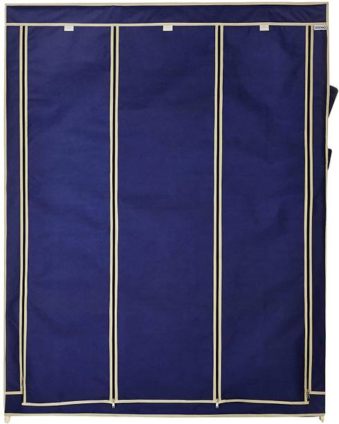 SB07 D2 Beige Strip Print PP Collapsible Wardrobe