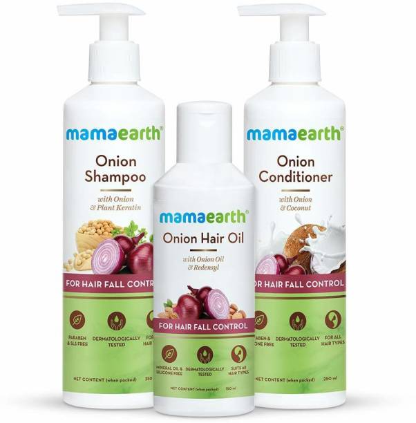 Mamaearth "Anti Hair Fall Spa Range with Onion Hair Oil + Onion Shampoo + Onion Conditioner for Hair Fall Control"