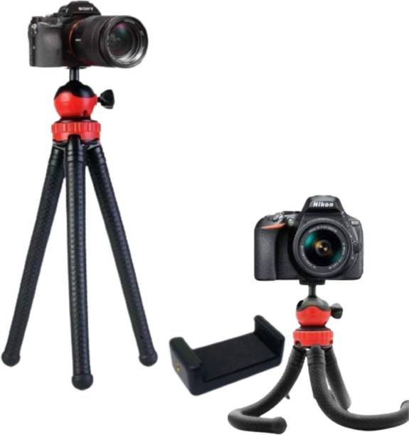 ATSolutions ™Flexible Gorillapod Tripod15 inch with 360° Rotating Ball Head Tripod for All DSLR Cameras(Max Load 1.5 kgs) &amp; Mobile Phones + Free Heavy Duty Mobile Holder(15 Inch, Black and Red) 3 Axis Gimbal for Camera, Mobile