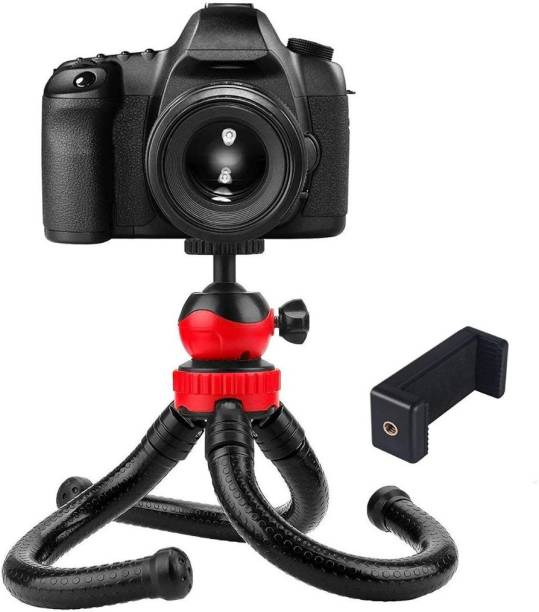 ATSolutions ™ Octopus Tripod Foldable Flexible Tripod gorilla tripod Stand with Universal Mobile Holder for Vlogging Streaming Photography Compatible With All Smartphones, Action Cameras, and DSLR {(12 Inch) RED and BLACK}™ 3 Axis Gimbal for Camera, Mobile