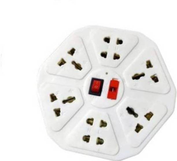 Om Traders 8 Socket Extension Cord With single Switches FUSE Led Indicator 8 Socket Extension Boards (White)(RED) 8 Socket Extension Boards (White) Copper Light Socket