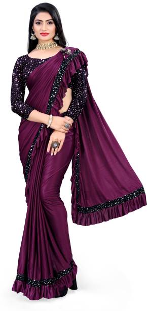 Embellished Bollywood Lycra Blend Saree Price in India