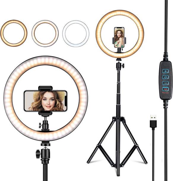 Treadmill Ring Light with Tripod Stand | 10 inches Big LED Ring Light for camera stand,beauty ring fill light stand, photography umbrella ,selfie video recording,Reels/Makeup/Online Classes ,YouTube ,Instagram with mobile holder clip with 7 Feet Stand (210 Inch) Compatible with Camera Smartphones Tripod, Tripod Bracket, Tripod Kit