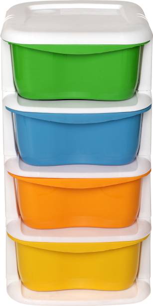 Cutting EDGE 4 Layer Multicolor Multipurpose Drawers Set Organiser, Rack and Storage for Home, Office, Stationary, Cosmetics, Bathroom Plastic Free Standing Chest of Drawers Plastic Free Standing Chest of Drawers Plastic Free Standing Chest of Drawers