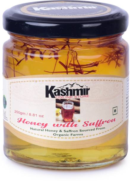 kashmir online store Honey With Saffron, Kashmiri Pure and natural honey , 250gm premium pack