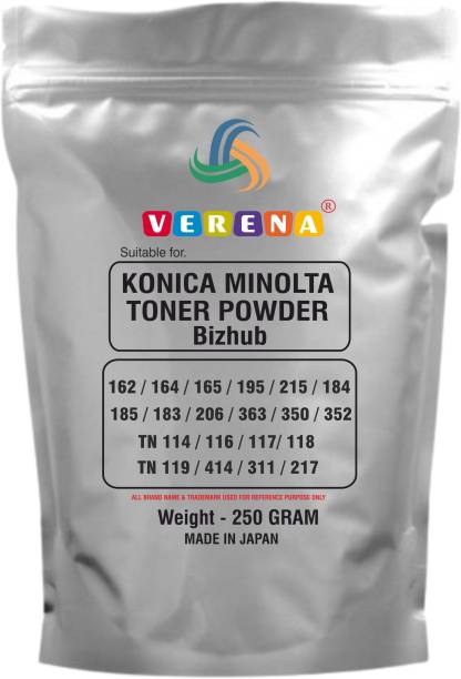 verena High Quality Toner Powder 250Gm For Use In Konica Minolta Bizhub -162,163,152,164,195,215,226,363 TN 114/TN 115/TN 116/TN 118 Refilling Toner Black Black Ink Toner Powder
