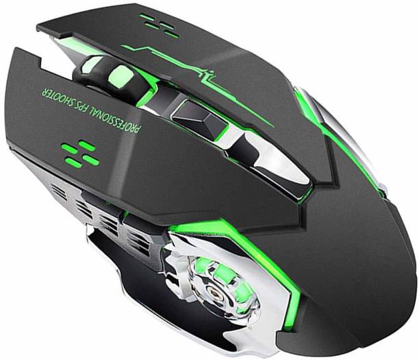microware 2.4G Wireless Gaming Mouse Ergonomic 6 Buttons LED 1600DPI Computer Rechargeable Gamer Mice Silent Mouse for PUBG FPS Games Wireless Ambidextrous Optical  Gaming Mouse  with Bluetooth
