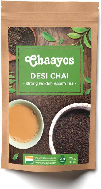 Chaayos Tea Gold (400g) [200cups] | Strong Golden Assam Tea | Desi Chai Black Tea Pouch