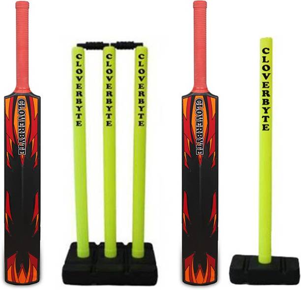 CLOVERBYTE Blast Cricket Combo Set of 2 Cricket Bat And Cricket Wickets Plastic bat full size ( Plastic bat + Wicket set) Cricket Kit