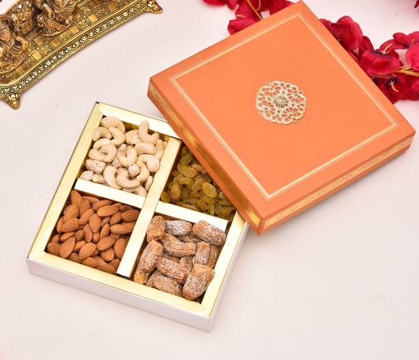 PRIDE STORE Diwali Dry Fruits Gift Pack, 300gm [Cashew, Almond, Dates and Raisins] - Healthy & Perfect Gift Hamper for Every Occasion | | Diwali Dry Fruits Gift Hampers Pack | Diwali Festival Celebration | Deepawali Gift Pack For Family, Friends, Birthday Corporate Office Gifts Combo Almonds, Cashews, Raisins, Dates