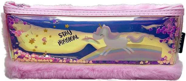 TITIRANGI super Unicorn Pouches Pencil Cases for Kids Girls Student for Store Pen Pencil Eraser Storage Bag for Make up and Stationery (Unicorn Fur Water Pouch, Pack of 1) unicorn Art EVA Pencil Box