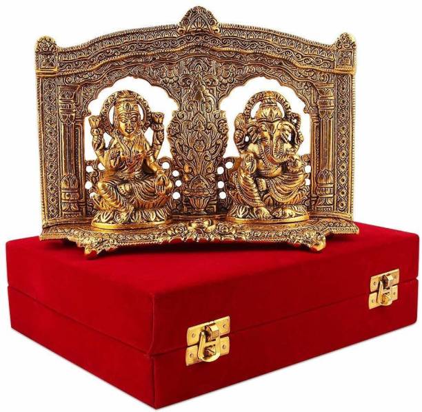 GIFTCITY Gold Plated Laxmi Ganesh Statue| Metal Laxmi Ganesh Ji idol for Diwali Decorative Showpiece  -  15 cm