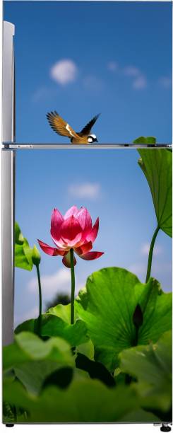 K2A Studio 60 cm stunning lotus with flying bird wallpaper sticker for fridge decor Self Adhesive Sticker