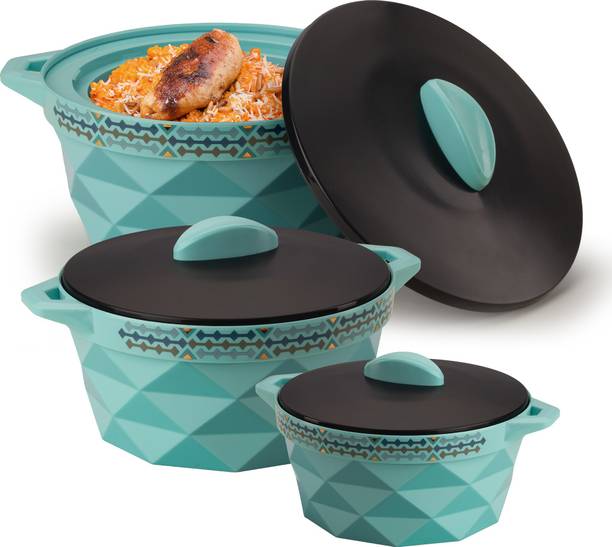 सेल्वेल Inner Stainless Steel Casserole Gift Set of 3 3 का पैक सर्व कैसरोल सेट