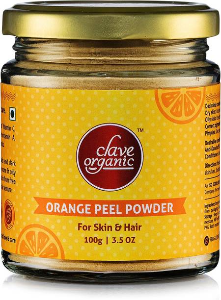 Clave Organic India - Orange Peel Powder For Skin Whitening, Face Pack for Pimples, Scars, Black Spots & Enhance Collagen