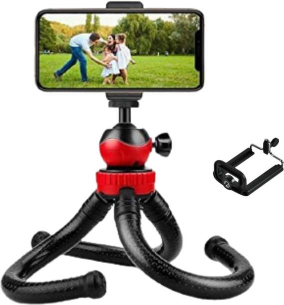 ATSolutions ™ 360 ° Rotatable Ball Head Flexible Gorillapod Tripod with Mobile Attachment for DSLR, Action Cameras &amp; Smartphones Tripod (Black, Load Capacity 1.5 Kg) 3 Axis Gimbal for Mobile, Camera