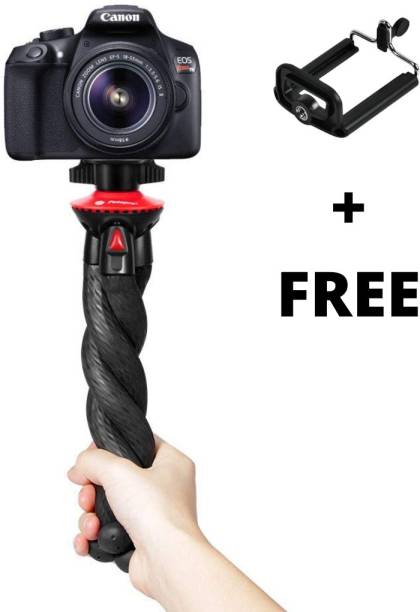 ATSolutions ™ 12 Inches Height Flexible Gorillapod Tripod with 360° Rotating Ball Head Tripod for All DSLR Cameras(Max Load 1.5 kgs) &amp; Mobile Phones (Black/Red) 3 Axis Gimbal for Mobile, Camera