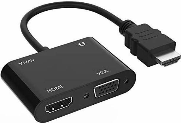 microware  TV-out Cable HDTV Adapter, HDMI to HDMI+VGA Adapter with Audio for dual display