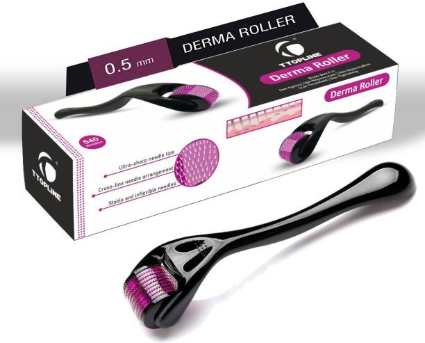T TOPLINE Derma Roller System 540 Needles Titanium Alloy for Acne Skin Hair loss (0.5 mm)