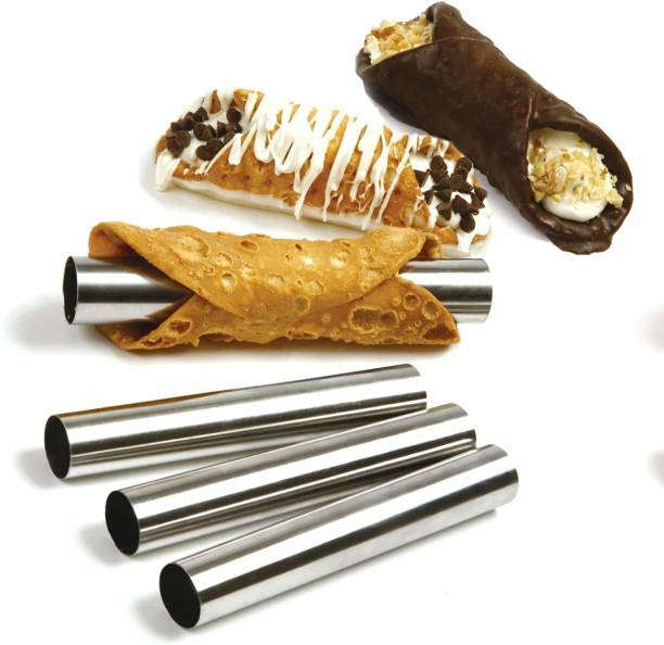 NIDY 6Pcs DIY Non-Stick Stainless Steel Baking Tubes Set. Spiral Horn Pastry Cream Roll Tubes/Mold/Cannoli Forms/Croissant Shell Metal Ice Cream Roll/Funnel Shape/Kitchen/Party Cream Roll Horn