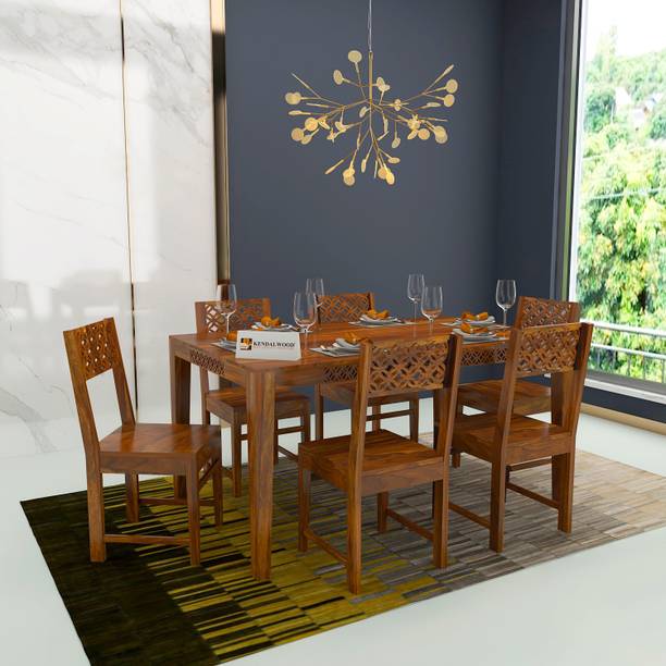 Kendalwood Furniture Premium Dining Room Furniture Wooden Dining Table with 6 Chairs Solid Wood 6 Seater Dining Set