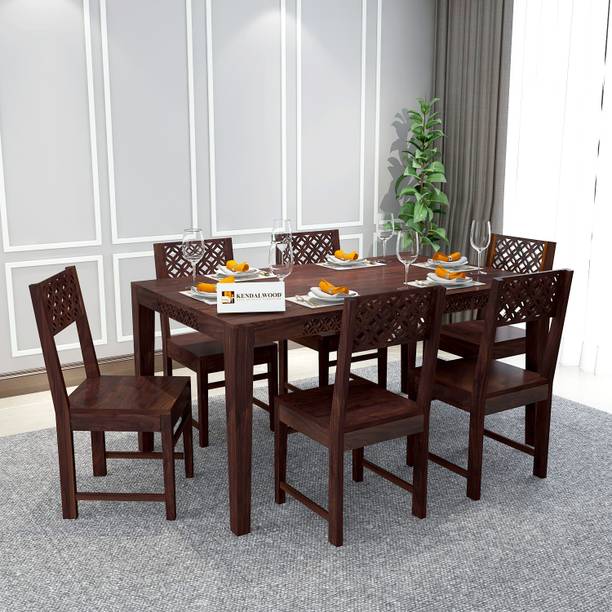 Kendalwood Furniture Premium Dining Room Furniture Wooden Dining Table with 6 Chairs Solid Wood 6 Seater Dining Set