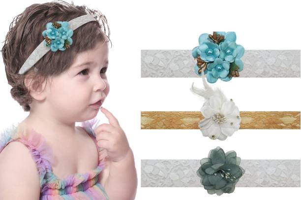 3Pcs Baby Girls Headband Infant Toddler Flower Bow Elastic Hair Band Headwear
