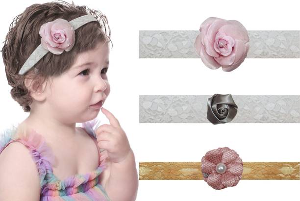 krelin 3 PCS Baby Girls Headbands Flowers Hairbands Soft Lace Elastics Hair Bows Handmade Floral Hair Accessories for Newborn Infant Toddlers Kids (FlorDes9) Head Band  (Multicolor)
